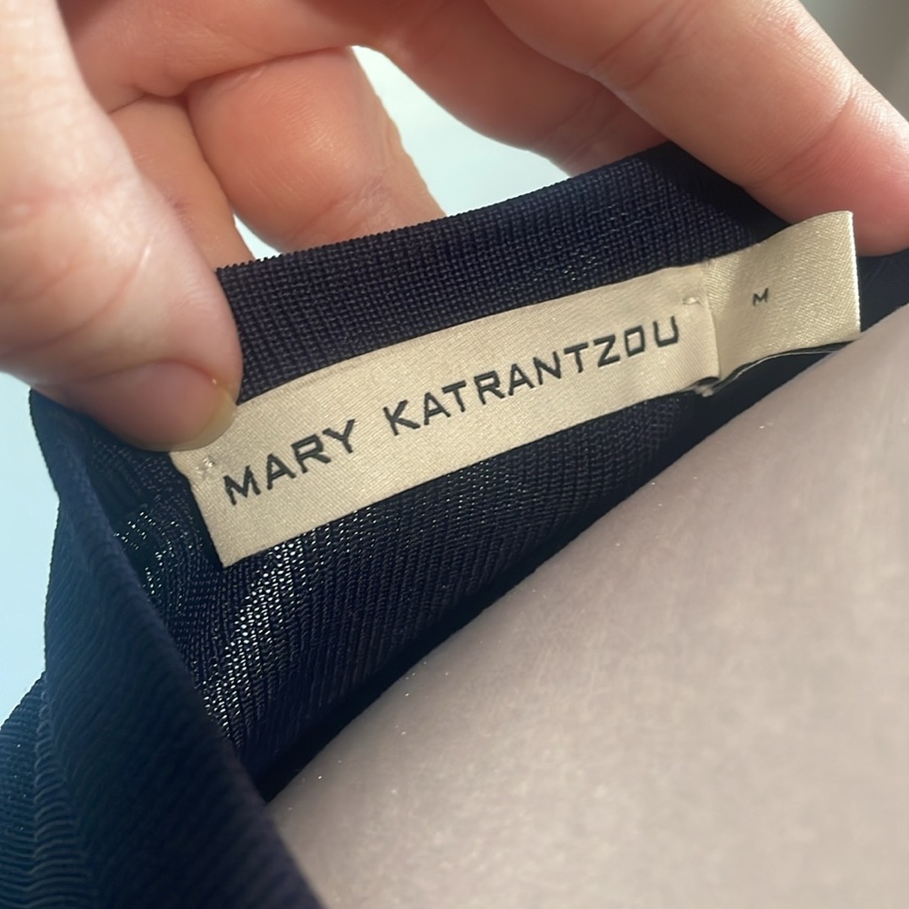 [Mary Katrantzou] Navy Blue Pleated Skirt Knit Dress - Size Medium - Picture 5 of 6